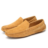 Suede Leather Men's Loafers Luxury Casual Shoes Boots Handmade Slipon Driving Moccasins Zapatos Mart Lion Light Brown 38 