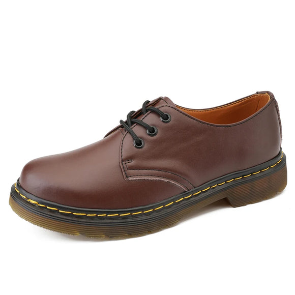 Genuine Leather Work Comfort Shoes Casual Oxford Lace Up Thick Bottom Men's Outdoor Sport Beef Tendon Outsole MartLion Brown 38 
