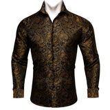 Classic Men's Shirt Spring Autumn Lapel Woven Long Sleeve Geometric Leisure Fit Party Designer Barry Wang MartLion CY-0007 S 