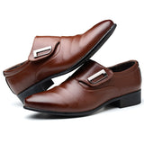 Wedding Shoes Men's PU Leather Slip on Loafers Point Toe Oxfords Casual Dress Mart Lion Brown 38 