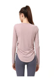 Women Long Sleeve T-shirts With Chest Pad Loose Sports Tops Gym Workout Blouse Sportswear Running Fitness Pulovers MartLion   