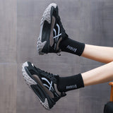 Women Chunky Sneakers Platform Shoes Ladies Sports Height Thick Heels Female Footwear Tennis Trainers Keep Warm Winter Plush Mart Lion black with plush 4 