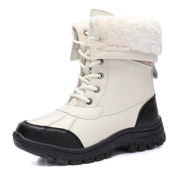 Women's Snow Boots Rubber Ducks Winter Warm Plush Lined Waterproof Platform Shoes High-barreled Mujer MartLion   