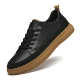 Men's Sneakers Genuine Leather Casual Skate Shoe Outdoor Driving Luxury Vulcanize Shoes Footwear MartLion Black 44 