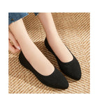 Soft-soled single shoes spring summer solid color pointed toe flat heel casual breathable women's openwork knit MartLion   