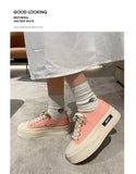 Platform Canvas Shoes Women Spring Autumn Sports Casual Sneakers Female Heightening Lace-up Round Toe Board Mujer Mart Lion   