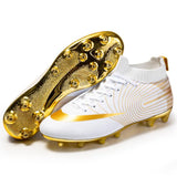 High top football shoes Long spikes broken nails gold soled grass student Mart Lion Spike white 35 