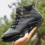 Men's Genuine Leather Boots Hiking Boots Hiker Winter Trekking Hiking Fuzzy Snow Waterproof Adventure MartLion   