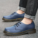 Men Leather Shoes Women Work Shoes Leather Retro Male Female Outdoor Casual  Shoes MartLion Blue 43 