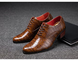 Black Men's Formal Shoes Stone Pattern Thick Heel Lace Up Brown Handmade Dress Mart Lion   