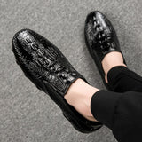 Crocodile Pattern Men's Loafers Genuine Leather Casual Shoes Moccasins Octopus Shape Boat Footwear Mart Lion   