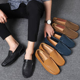 Men's Casual Leather Shoes Summer Luxury Brand Loafers Moccasins Hollow Out Breathable Slip on Driving Mart Lion   