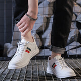 Spring Shoes Men's Leather Casual Striped Flats Skateboard Street Cool Sneakers Soft Sole Vulcanized Mart Lion   