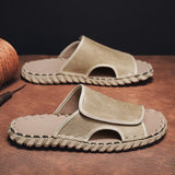 Men's Slippers Summer Slides Beach Shoes Hook amp Loop Designer Hand stitching Casual Footwear Mart Lion sand 39 