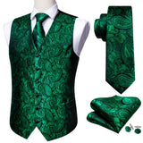 Rose Red Men's Wedding Suit Vest Blue Floral Jacquard Folral Silk Waistcoat Vests Handkerchief Tie Vest Suit Set Barry Wang Design Mart Lion BM-2518 L 