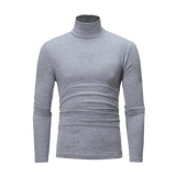 Spring Autumn Winter Men's Bottom Shirt High Elasticity Casual Slim Fit Basic Long Sleeve Sports Turtleneck Tops MartLion light grey S 
