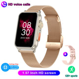 Bluetooth Call Smart Watch AI Voice Assistant Fitness Tracker 1.57 Inch HD Screen Smartwatch Men Women For Android IOS MartLion Rose gold net  
