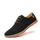 Suede Leather Men's Walking Shoes Oxford Casual Classic Sneakers Footwear Dress Driving Flats Mart Lion Black 6 