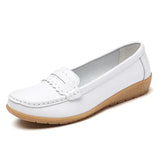 Women Flats Genuine Leather Shoes Platform Casual Soft Loafers Shallow Slip On Nurse Ladies MartLion   