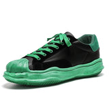 Green Casual Sneakers Men's Spring Vulcanized Shoes Street Hip Hop Canvas Platform Footwear MartLion Black Green WF15 44 CHINA