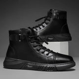 Men's Sports Shoes Casual Platform Boots Man Round MartLion Black 44 