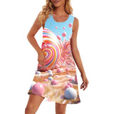Summer lady's sleeveless dress candy 3D printed lady trendy casual ladies MartLion   