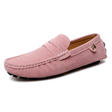 Suede Leather Penny Peas Loafers Men's Women Boys Driving Shoes Moccasins Slip on Flats Designer Loafers Pink MartLion