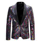 Shiny Gold Sequin Glitter Embellished Jacket Men's Nightclub Prom Suit Coats Homme Stage Clothes For singers blazers MartLion Hot Pink M 