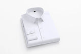 Men's long sleeved elastic shirt, non ironing business dress, professional work attire, stand up collar shirt MartLion White 45-6XL (95-105KG) 