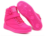  6CM Height Increasing Sneakers For Women Platform Casual Sport Shoes Green Leather High Top Wedge Mart Lion - Mart Lion