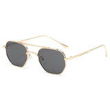Retro Double Bridges Peach Pilot Sunglasses Women Men's Designer Luxury Metal Frame Eyewear MartLion gold grey pictures show 