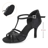 Woman Shoes For Dancing Latin Ballroom Modern Tango Jazz Salsa Sandals Suede MartLion Black 8.5CM 42 (26cm) CHINA