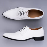 Oxford Brogue Formal Dress Leather Shoes Men's Shoes Handmade Genuine Leather Shoes Original Leather MartLion white 39 