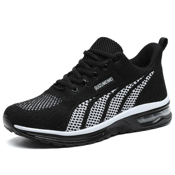 Running Shoes Women's Breathable Sneakers Summer Lightweight Mesh Cushion Women's Sneakers Lace up Training Shoes MartLion Black 35 