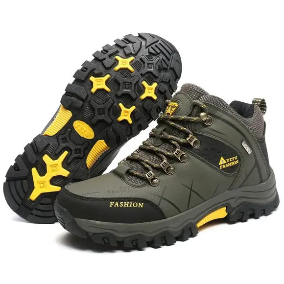 Men's Winter Snow Boots Waterproof Leather Sports Super Warm Outdoor Hiking Work Travel Shoes MartLion 01 Army Green 39 