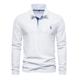  Men's Polo Shirts Solid Color Long Sleeve Polo Shirts Social Homme MartLion - Mart Lion