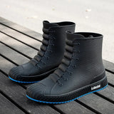 Unisex Rubber Rain Boot Ankle Waterproof Non-Slip Chelsea Booties Couples Boots Men's Work Chaussure Femme MartLion Blue 41 