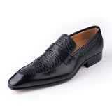Men's Dress Shoes Slip on Black Leather Point Toe Casual Formal for Wedding MartLion black 39 