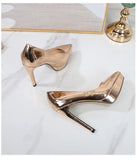 Ladies High Heels Women Party Shoes Platform Ladies Pumps Elegant Gold Silver Super High Heels 12cm MartLion   