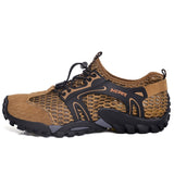 Breathable Waterproof Hiking Shoes Men's Suede Mesh Outdoor Sneakers Rock Climbing Sport Quick-dry Trail Trekking Mart Lion   