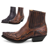  Couples Shoes Cowboy Short Boots Women Cowgirl Western Men Embroidered Casual Point Toe Designer Mart Lion - Mart Lion