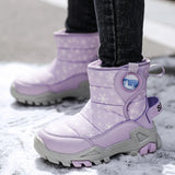 Children's Winter Boots Kids Plush Warm Shoes Non-slip Girls Waterproof Boys Winter Shoes Snow MartLion Purple 5678 32 (insole 21cm) 