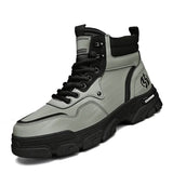 White Winter Work Short Boots for Men British  Motorcycle Boots Outdoor Sports Casual Shoes