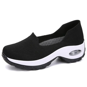 Sneakers Women Running Shoes Platform Breathable Mesh Slip-On Shoes Light Sports Shoes Cushion MartLion Black 35 