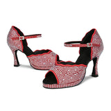 All Diamond Shining Latin Dance Shoes Women's Party Dancing Sandals Summer High Heel Jazz Tango Waterproof MartLion   