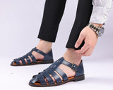 Men's Leather Sandals Trendy Summer Roman Shoes Casual Soft Beach Footwear Flats Mart Lion   