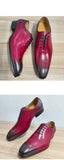 Shoes Oxfords Leather Shoes for Men t Red Social Wedding Evening Party Lace Up MartLion