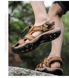 Cowhide Summer Men's Beach Sandals Outdoor Water Sport Sneakers for Training Trekking Hiking Swimming Mart Lion   