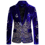3 Colors Men's Autumn and Winter Gold Thread Embroidered Lapel Performance Suit Jacket blazers MartLion   
