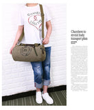  Both Men's Women Hand Shoulder Canvas Cylindrical Casual Travel Fitness Clothing Package-Retro Bucket Bag Mart Lion - Mart Lion